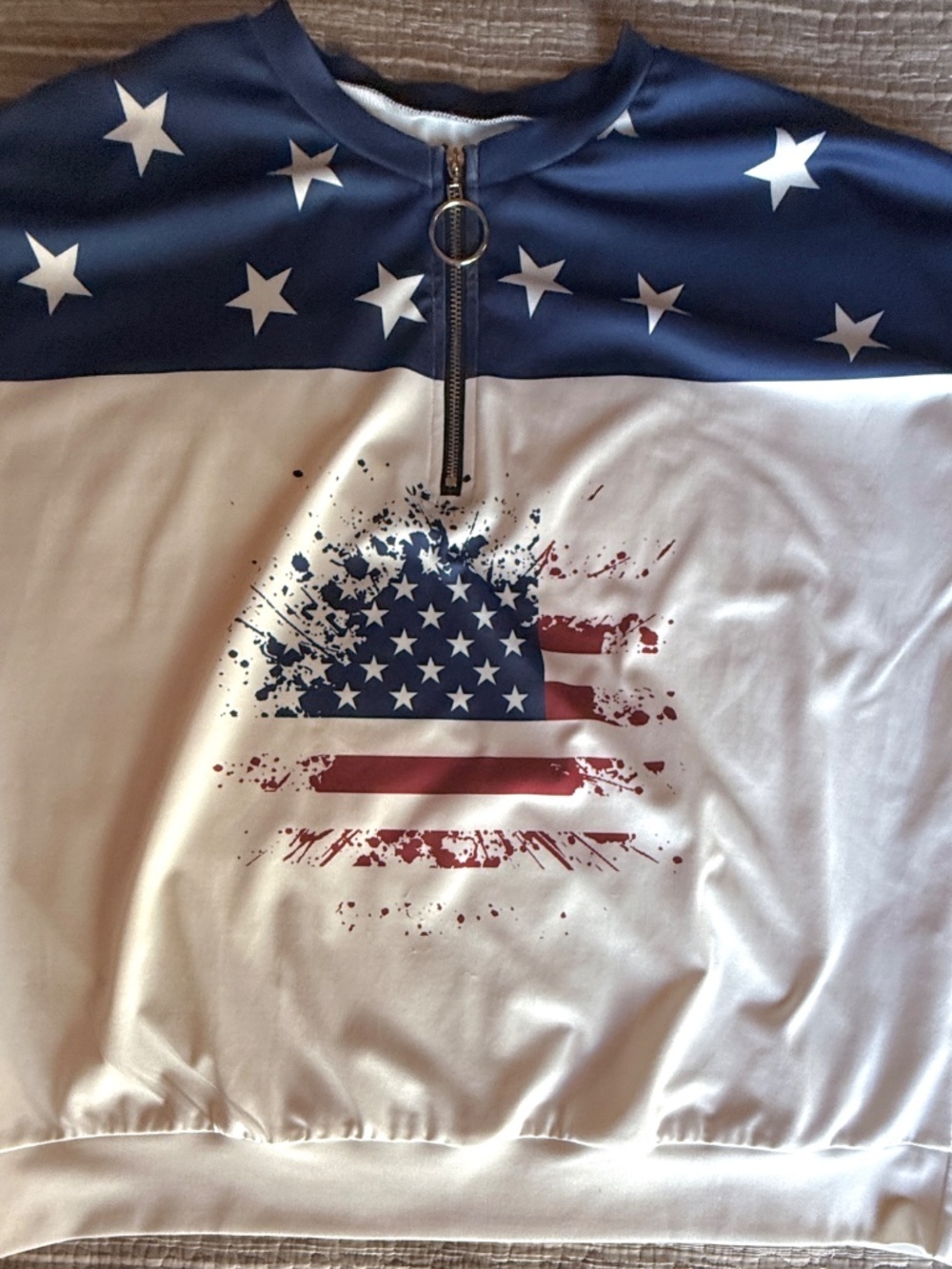 Unbranded Women’s ¼ Zip Pullover Top Stars & Stripes XXL - Picture 7 of 12